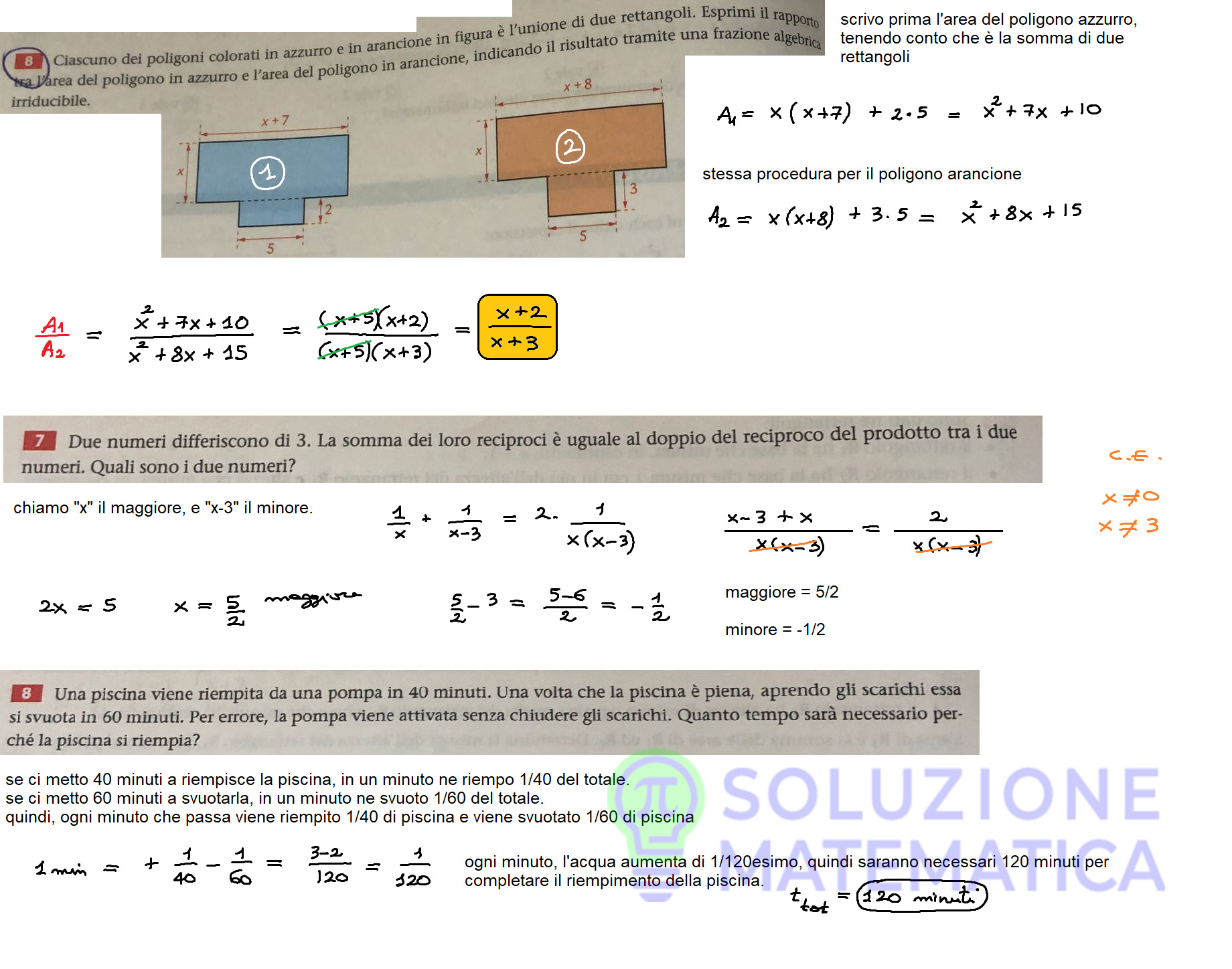 Problemi equazioni di primo grado - Soluzione Matematica