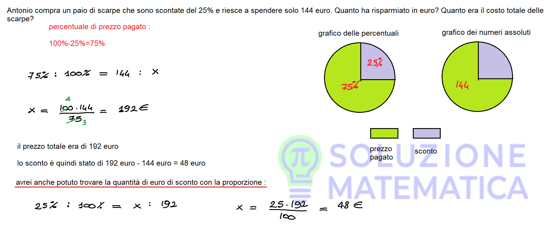 Proporzioni, proporzionalità diretta inversa - Soluzione Matematica